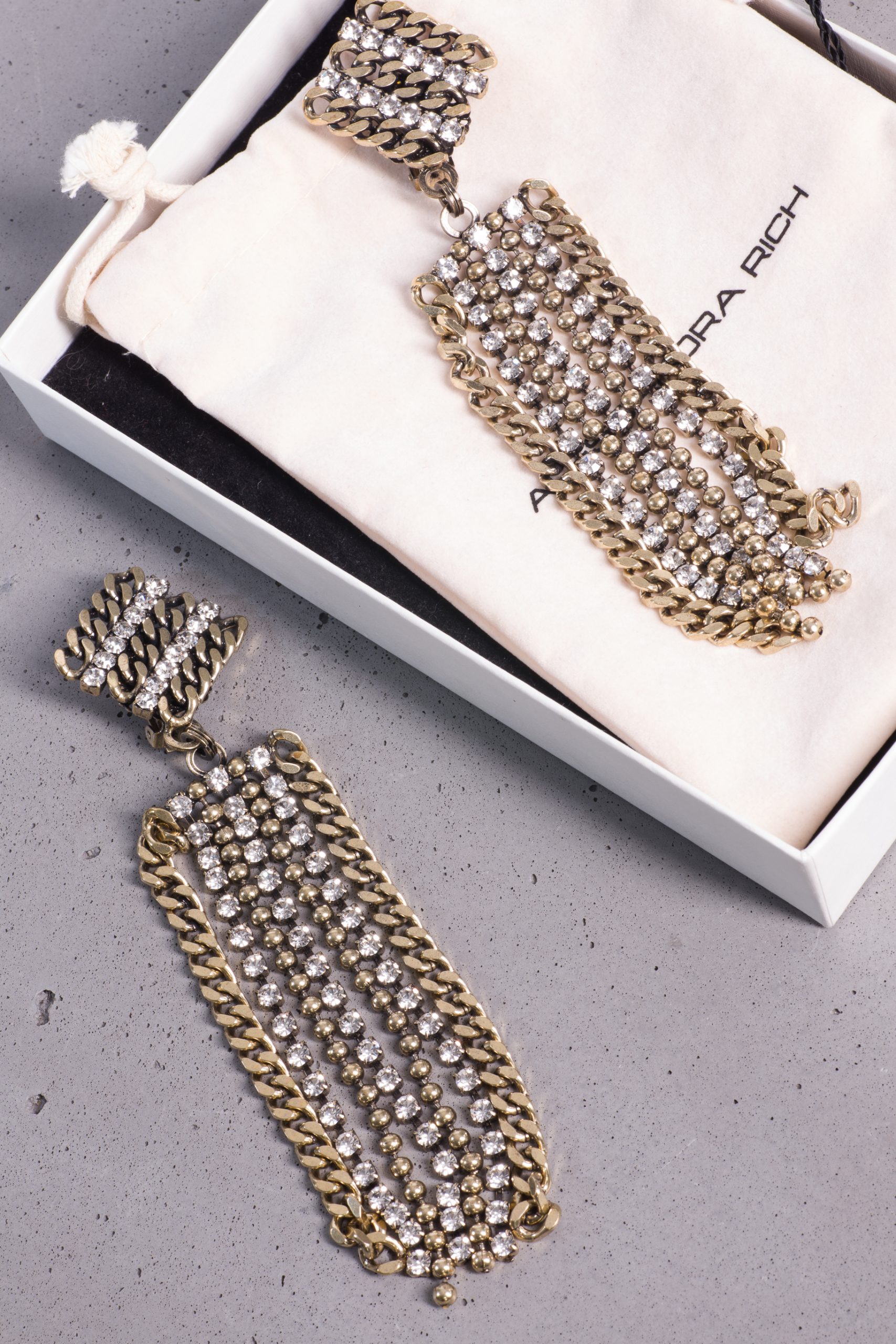 Alessandra Rich Crystal-Embellished Chain Drop Clip Earrings