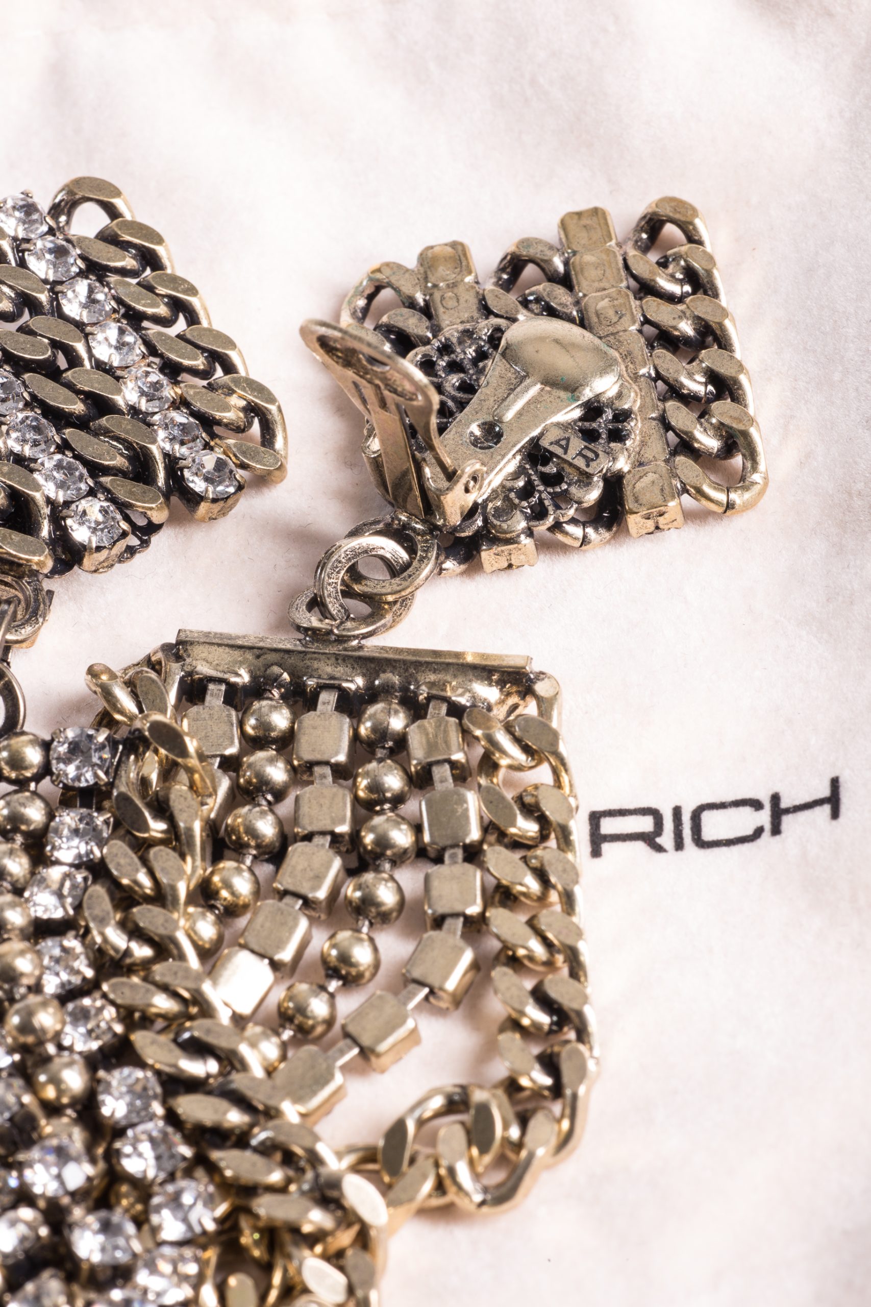 Alessandra Rich Crystal-Embellished Chain Drop Clip Earrings