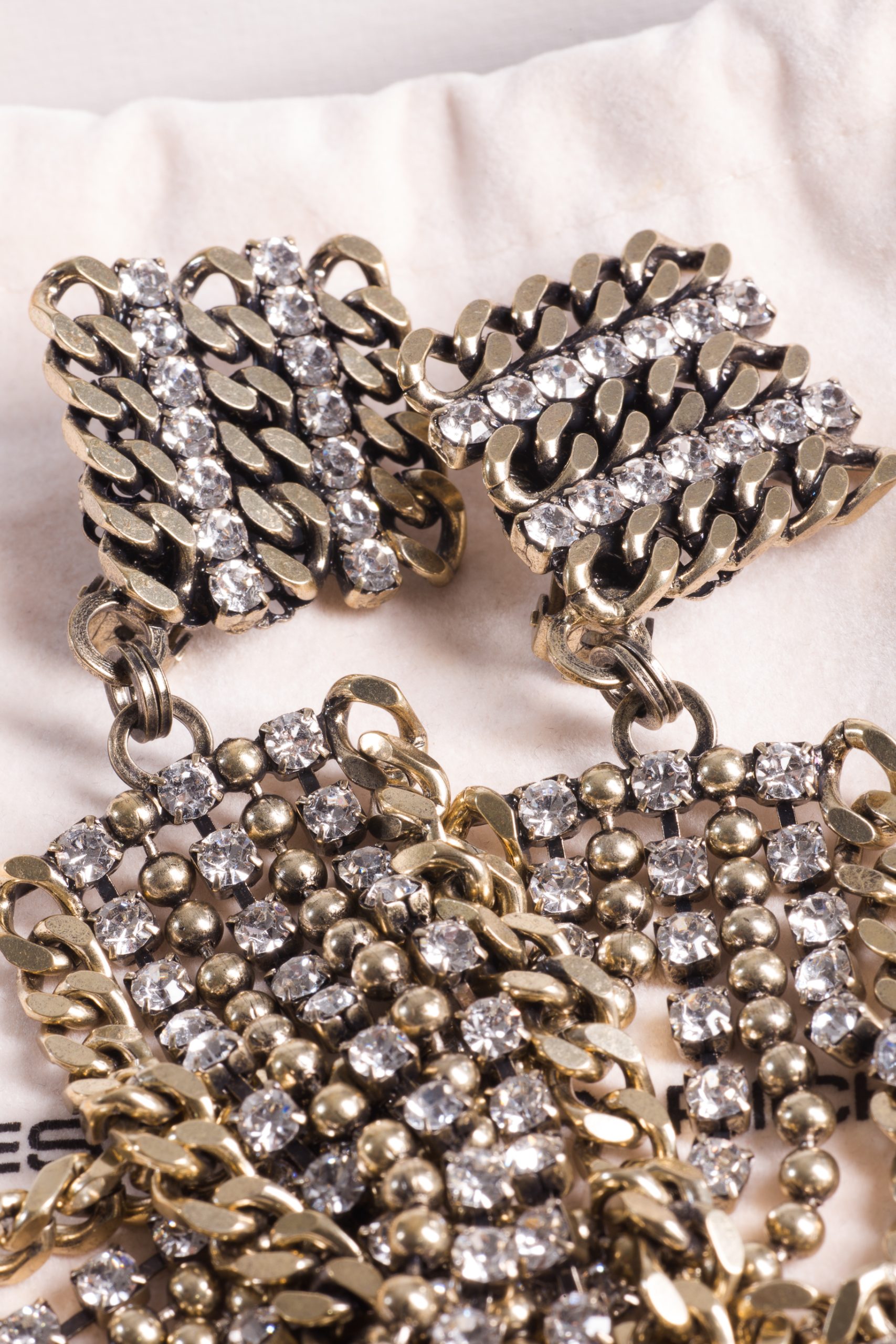 Alessandra Rich Crystal-Embellished Chain Drop Clip Earrings