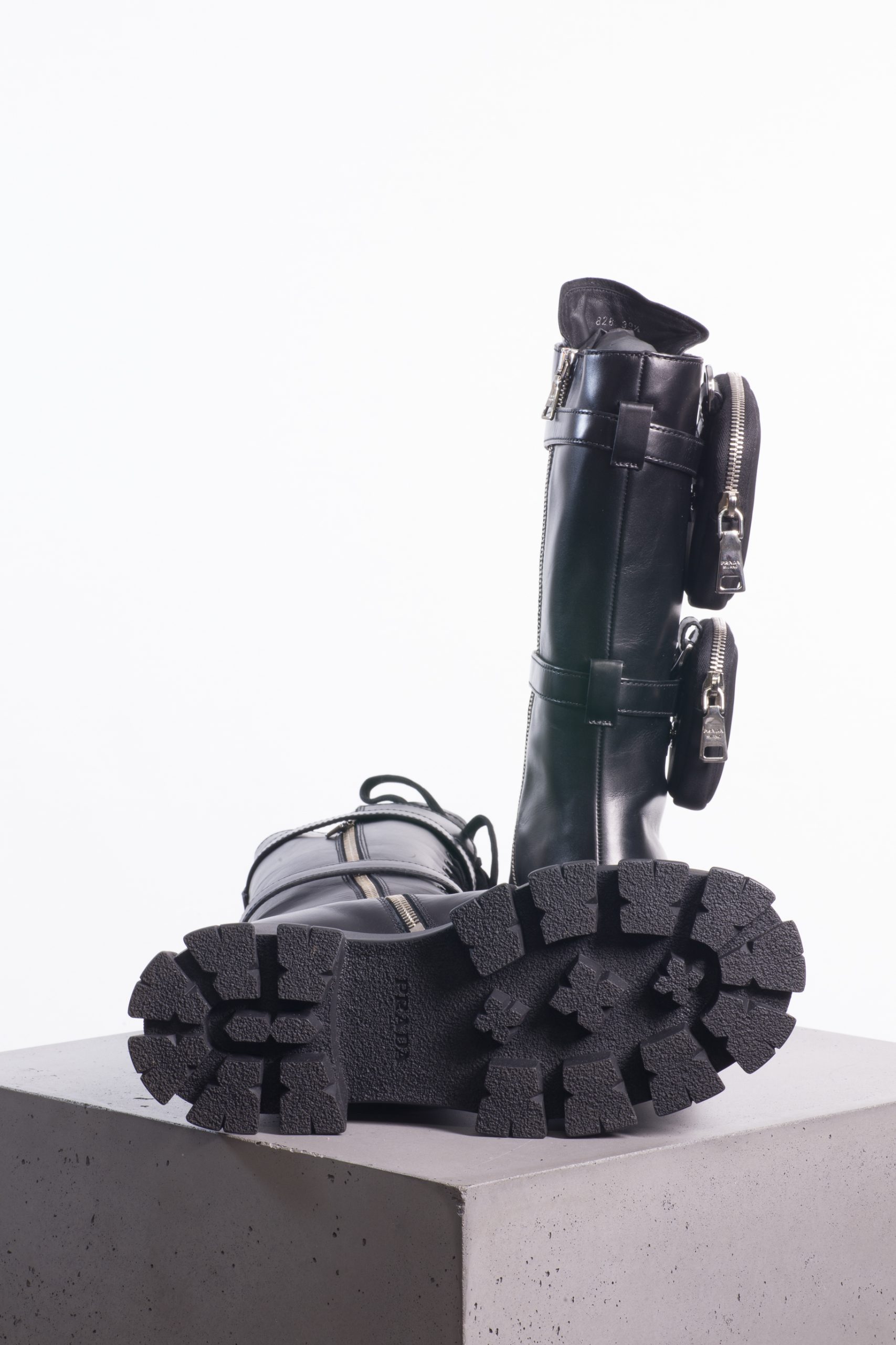 Prada, Milano High Monolith Leather Biker Boots Prada, Milano High Monolith Leather Biker Boots