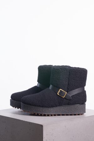 Tod’s Shearling Ankle Boots with Gold-Tone Buckle