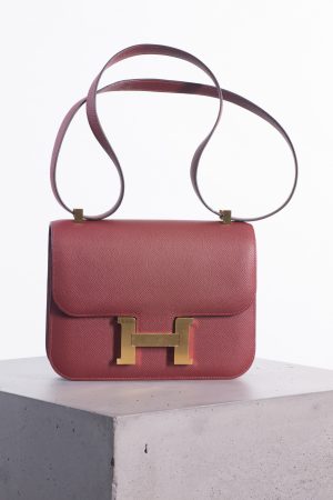 Hermes Constance burgundy epsom leather with gold hardware