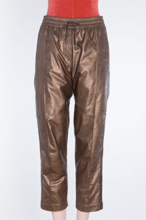 BRUNELLO CUCINELLI Cropped metallic straight-leg leather pants