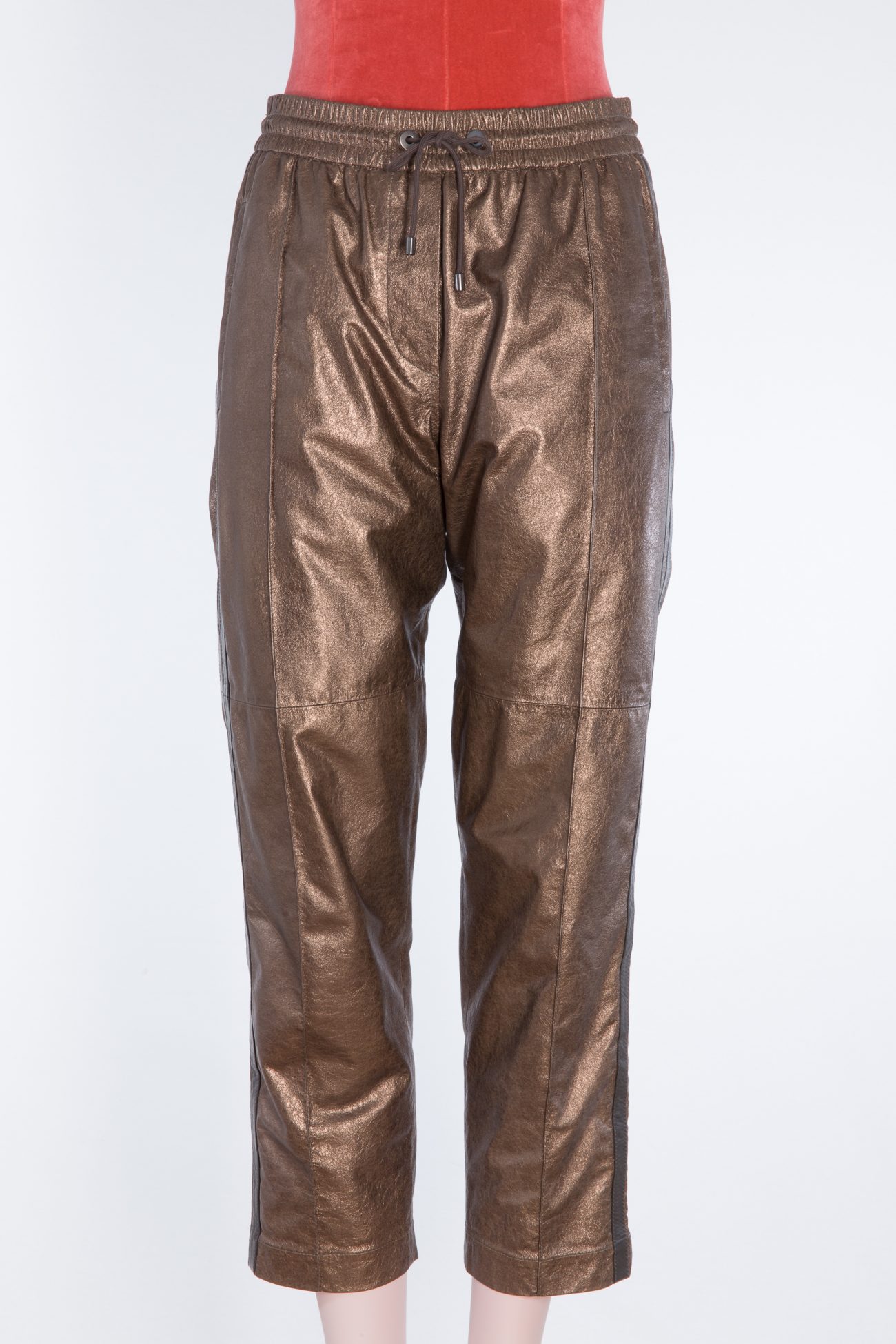 BRUNELLO CUCINELLI Cropped metallic straight-leg leather pants BRUNELLO CUCINELLI Cropped metallic straight-leg leather pants