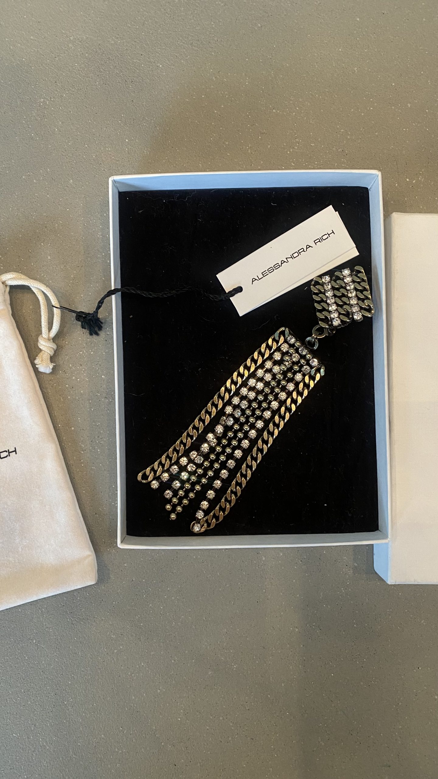 Alessandra Rich Crystal-Embellished Chain Drop Clip Earrings