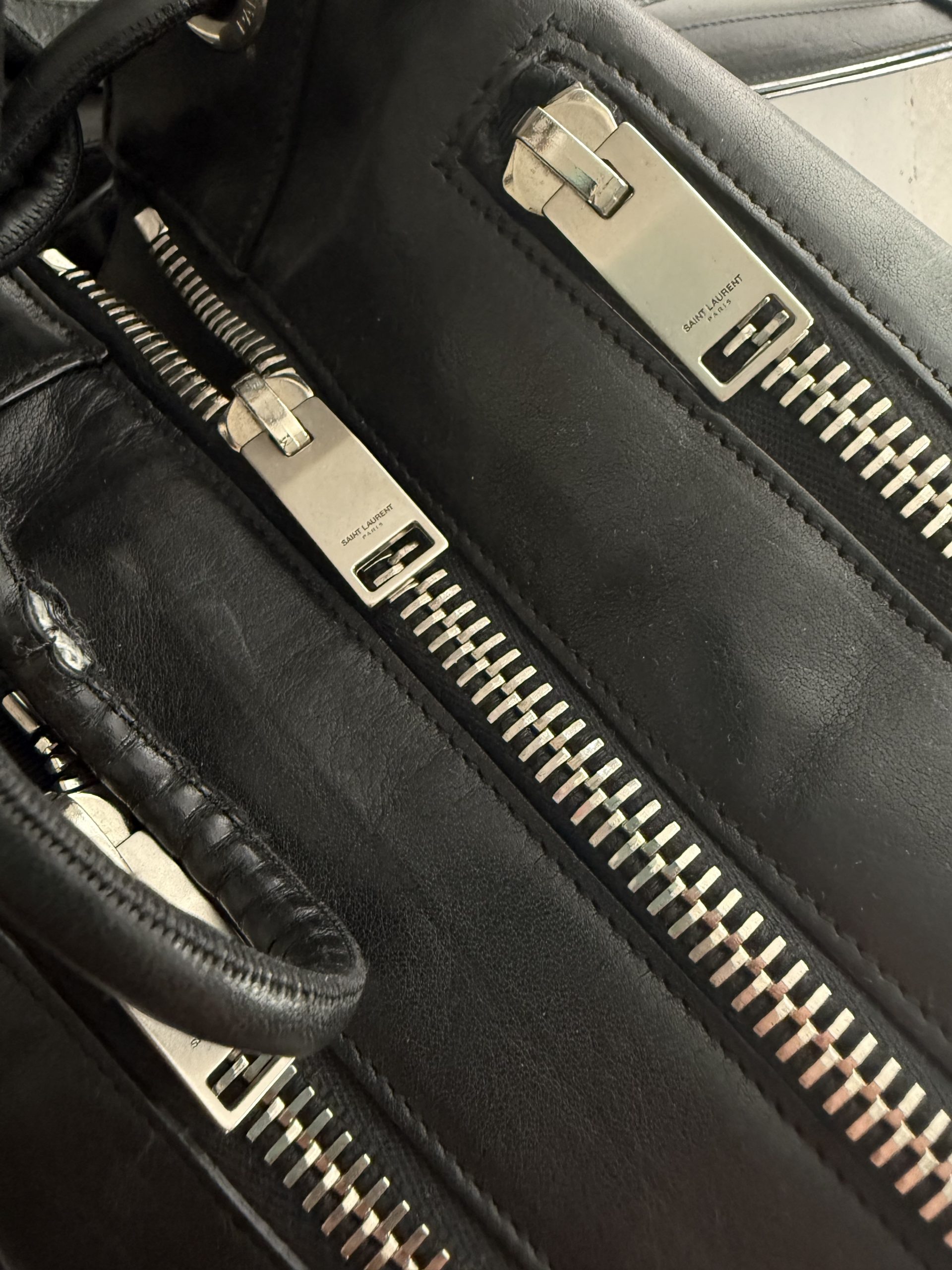 Saint Laurent Paris Black Leather Rider Bucket Bag Saint Laurent Paris Black Leather Rider Bucket Bag