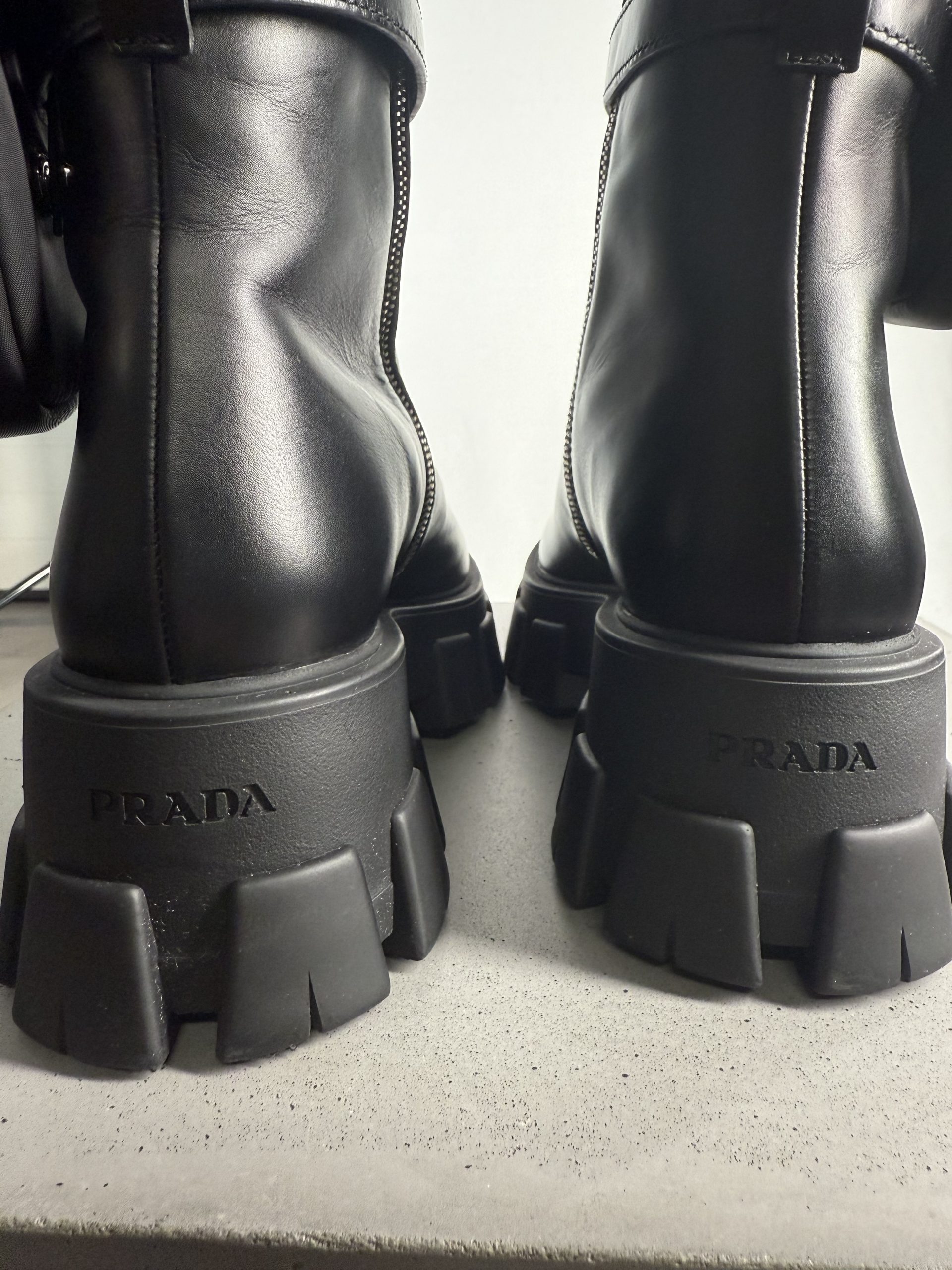 Prada, Milano High Monolith Leather Biker Boots Prada, Milano High Monolith Leather Biker Boots