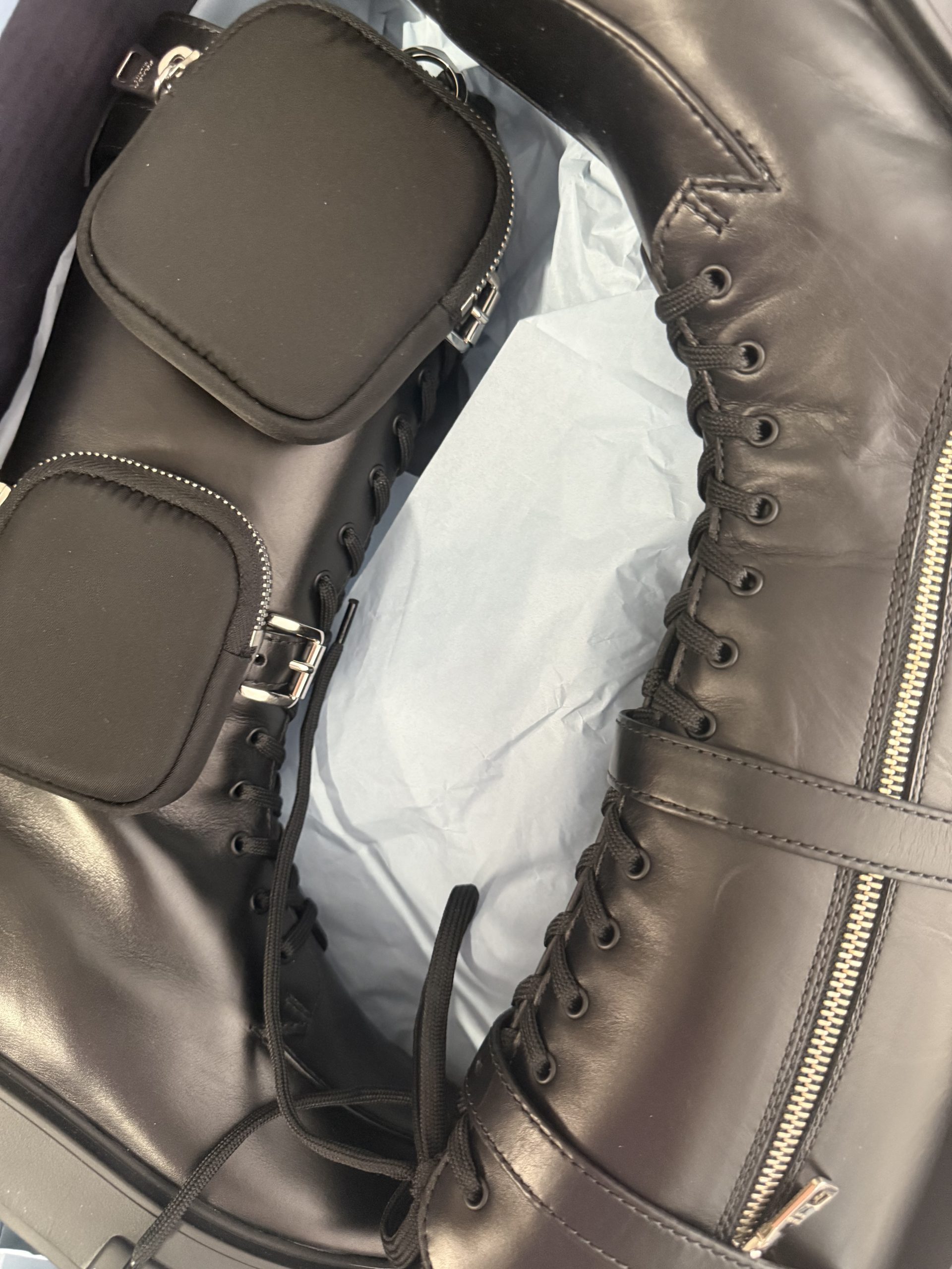 Prada, Milano High Monolith Leather Biker Boots Prada, Milano High Monolith Leather Biker Boots