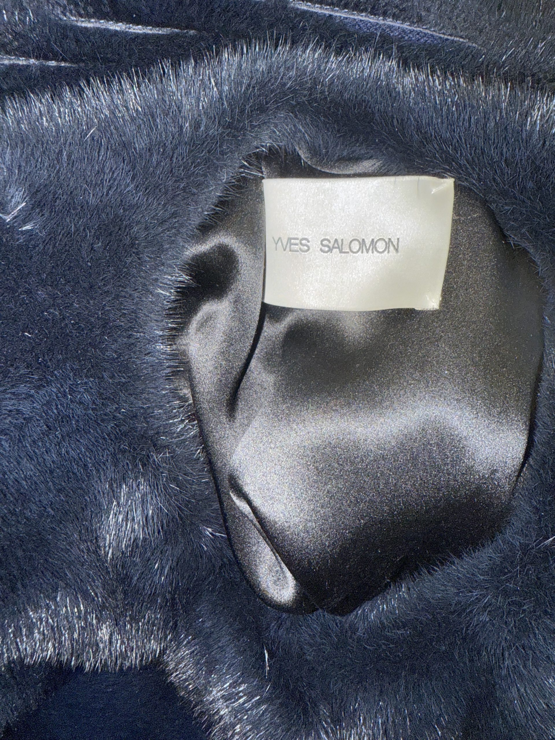 Yves SalomonLuxury dark-navy mink fur jacket with cashmere blend lining