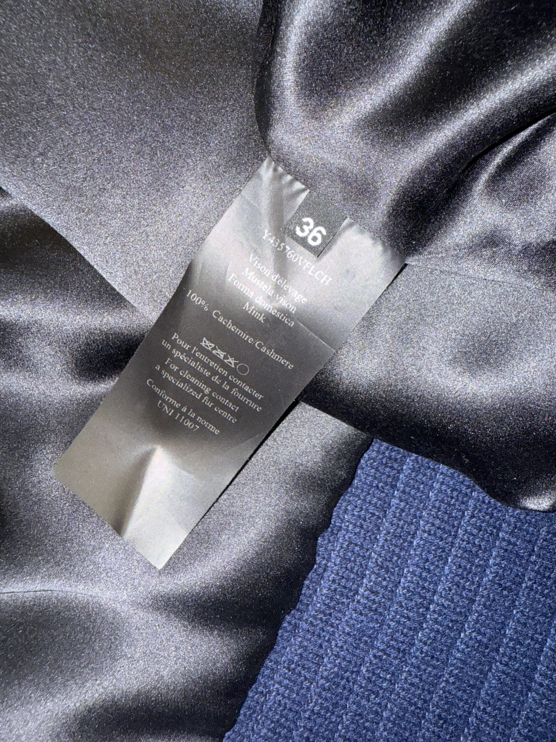 Yves SalomonLuxury dark-navy mink fur jacket with cashmere blend lining