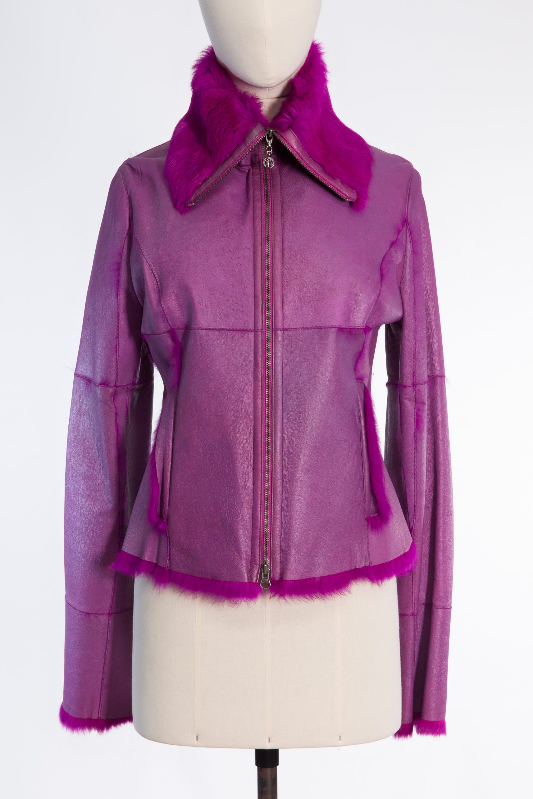 Versace Fuchsia Rabbit Fur Shearling Jacket Versace Fuchsia Rabbit Fur Shearling Jacket