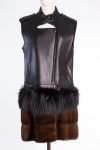 ADAMO Luxury Genuine Lamb Leather Vest with Mink and Fox Fur Accents ADAMO Luxury Genuine Lamb Leather Vest with Mink and Fox Fur Accents
