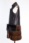 ADAMO Luxury Genuine Lamb Leather Vest with Mink and Fox Fur Accents ADAMO Luxury Genuine Lamb Leather Vest with Mink and Fox Fur Accents
