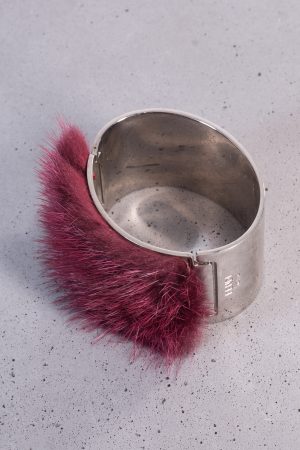 Fendi Silver-tone bracelet with Burgundy Mink Fur