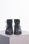Gucci Black Leather Lace-Up Winter Boots with GG Suede Cuff Gucci Black Leather Lace-Up Winter Boots with GG Suede Cuff
