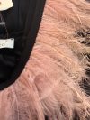 Pinko Black Cocktail Dress with Blush Feather Neckline