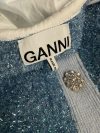 Ganni Festive Cropped Sparkling Sweater with Crystal-Flower Buttons Ganni Festive Cropped Sparkling Sweater with Crystal-Flower Buttons