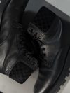 Gucci Black Leather Lace-Up Winter Boots with GG Suede Cuff Gucci Black Leather Lace-Up Winter Boots with GG Suede Cuff