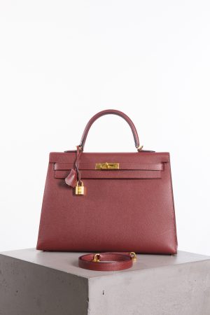 Hermes Kelly Epsom burgundy 35 cm