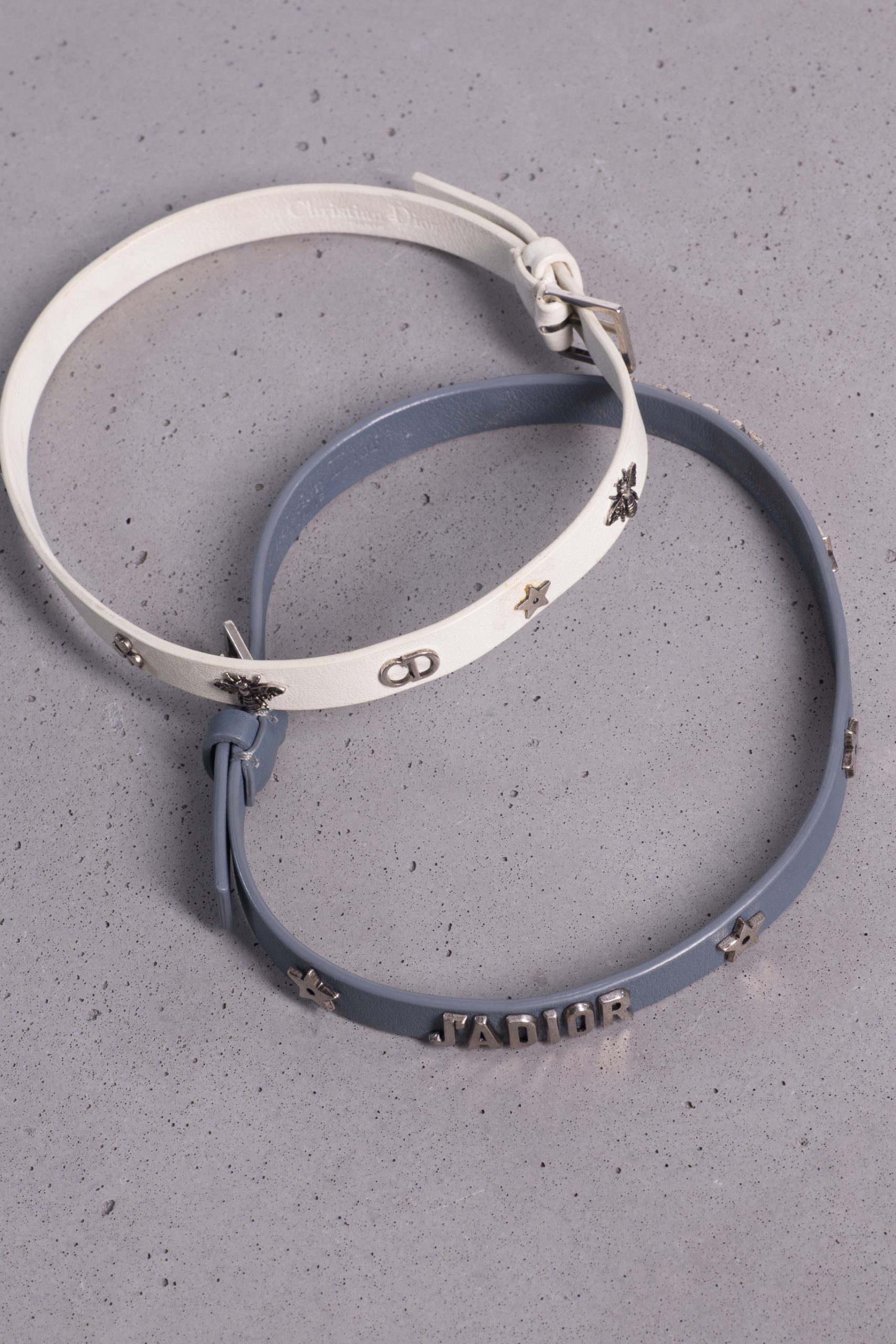 Christian Dior Leather Bracelets – Grey & White