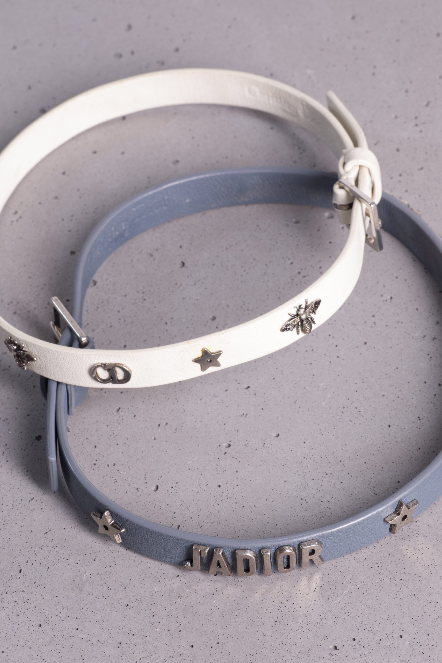 Christian Dior Leather Bracelets – Grey & White