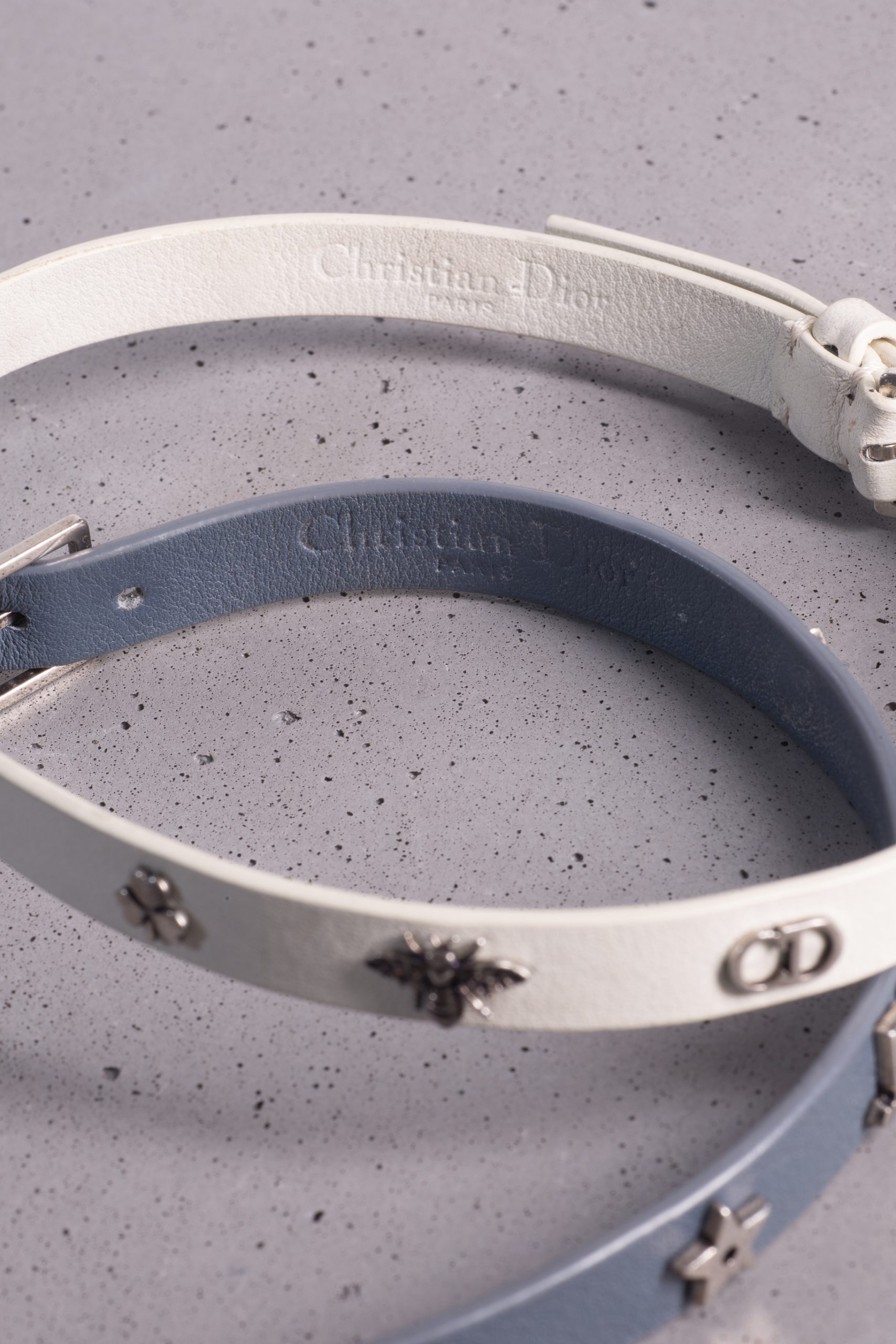 Christian Dior Leather Bracelets – Grey & White
