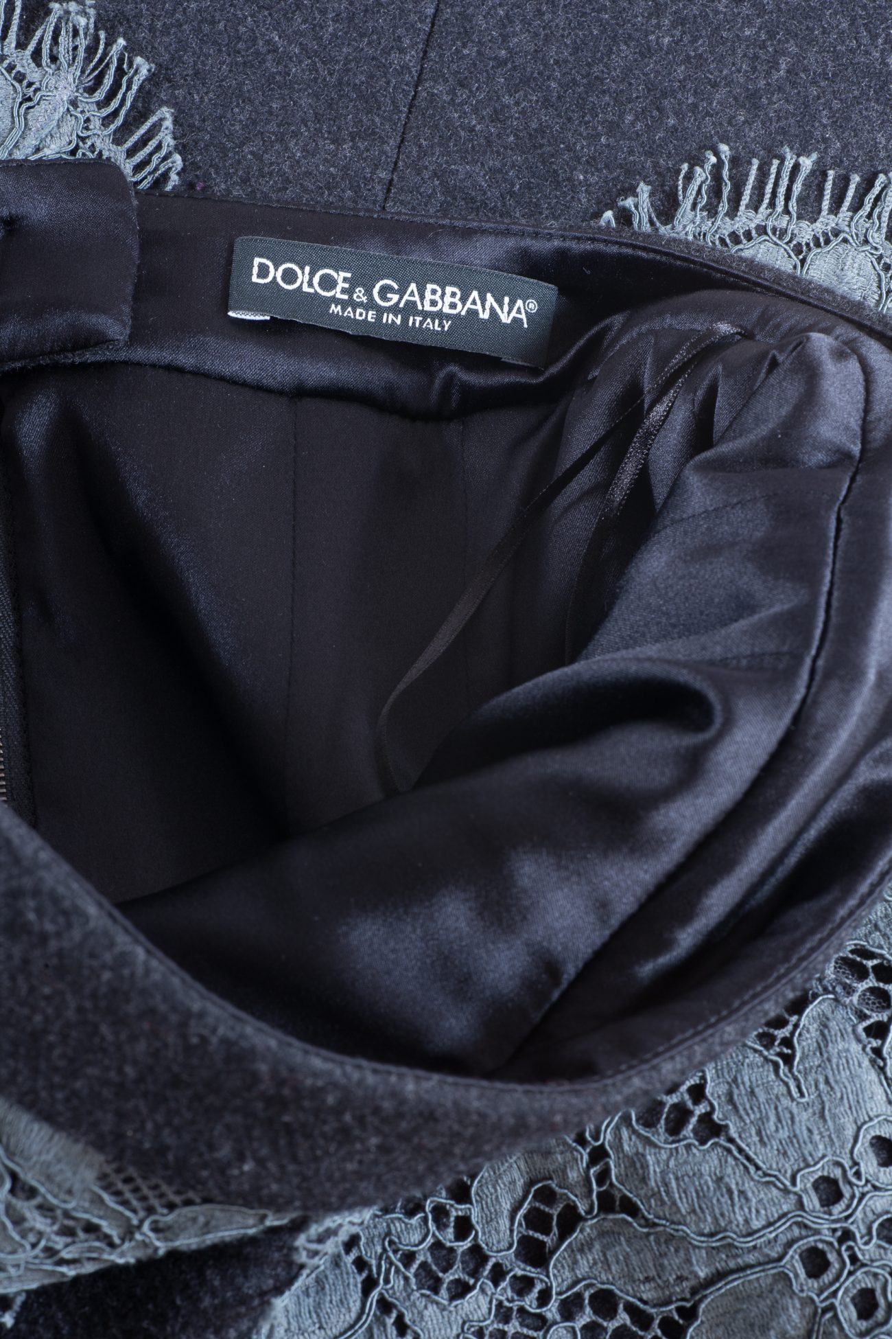 Dolce & Gabbana Lace-Trimmed Wool Mini Skirt