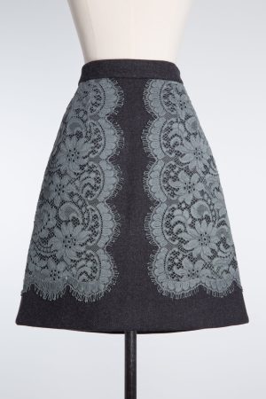 Dolce & Gabbana Lace-Trimmed Wool Mini Skirt