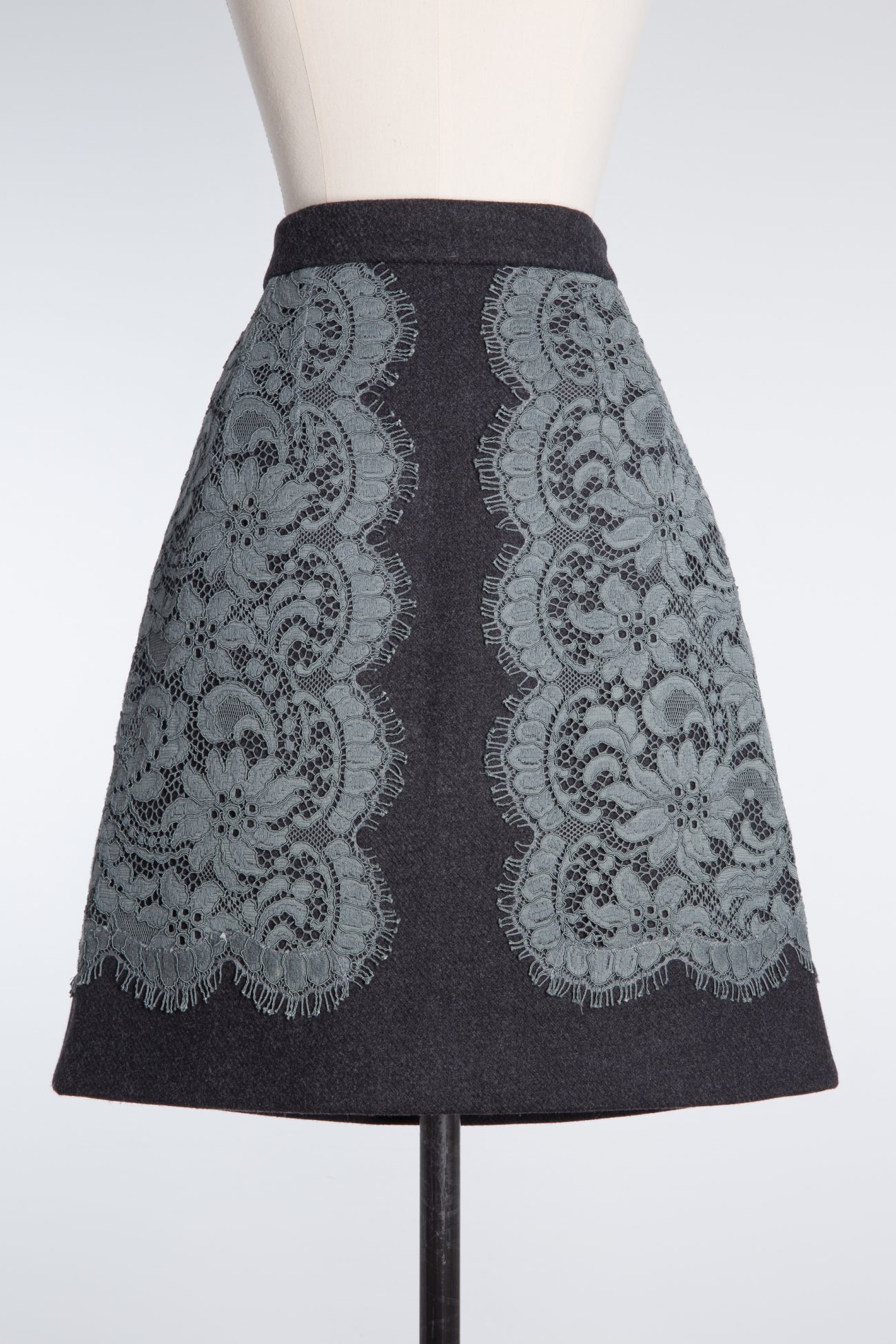 Dolce & Gabbana Lace-Trimmed Wool Mini Skirt