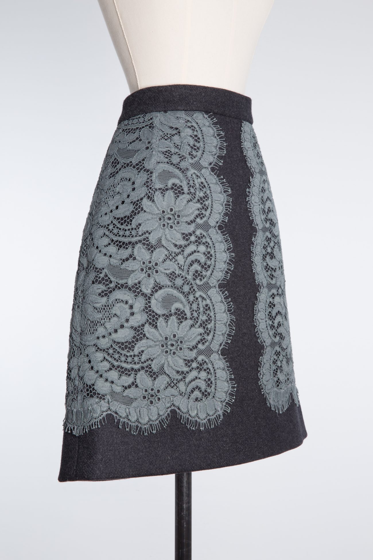 Dolce & Gabbana Lace-Trimmed Wool Mini Skirt
