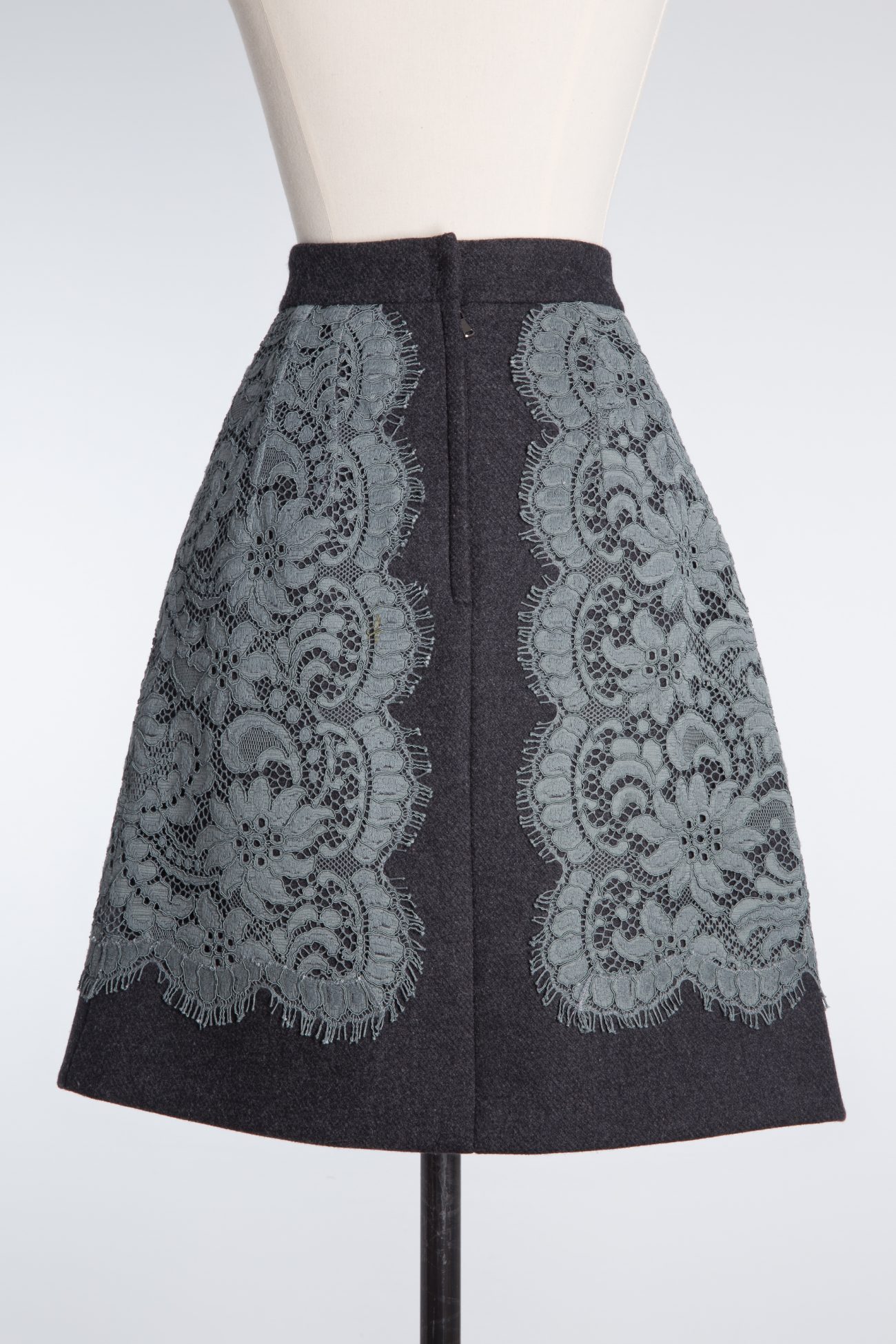 Dolce & Gabbana Lace-Trimmed Wool Mini Skirt