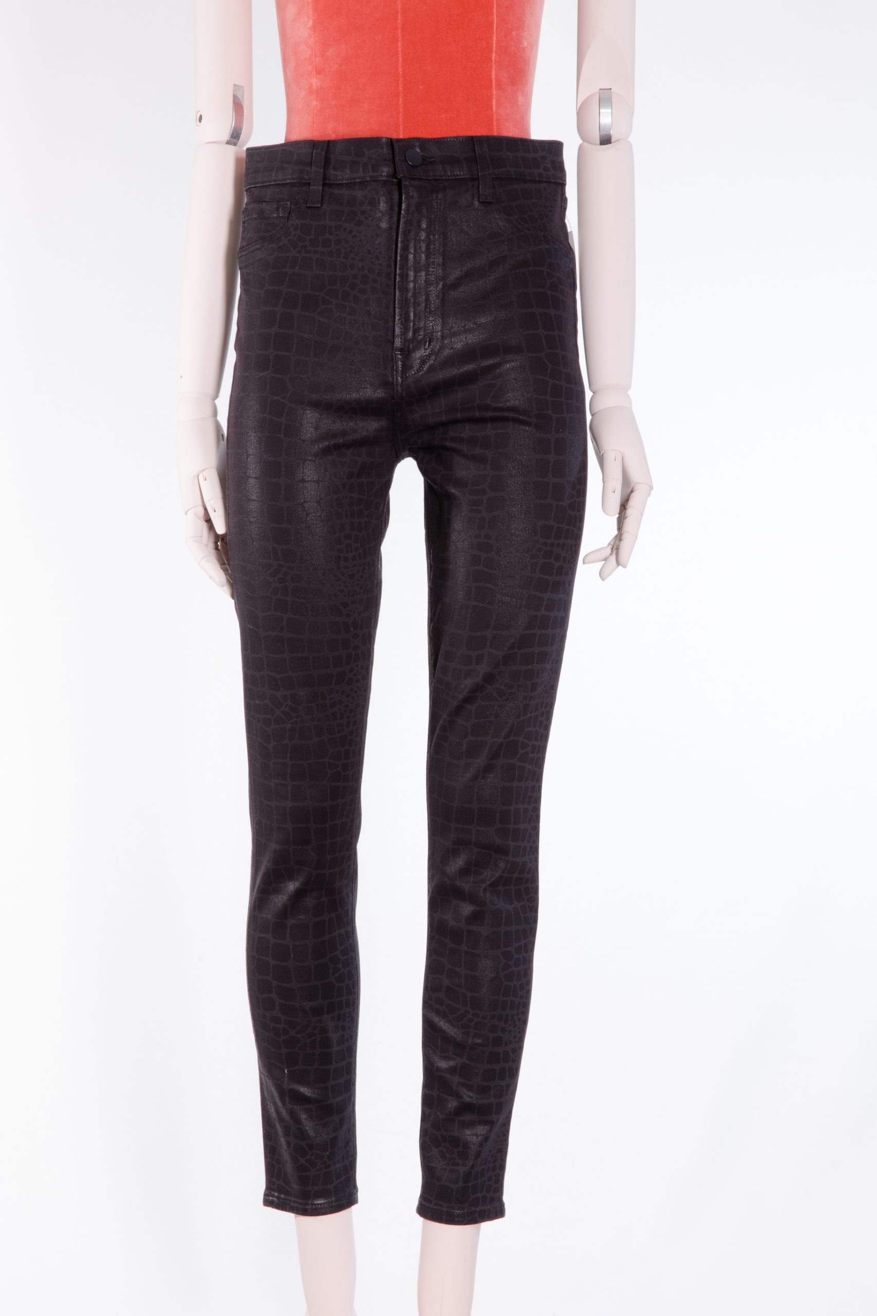 Crocodile-Effect Skinny Jeans by J Brand