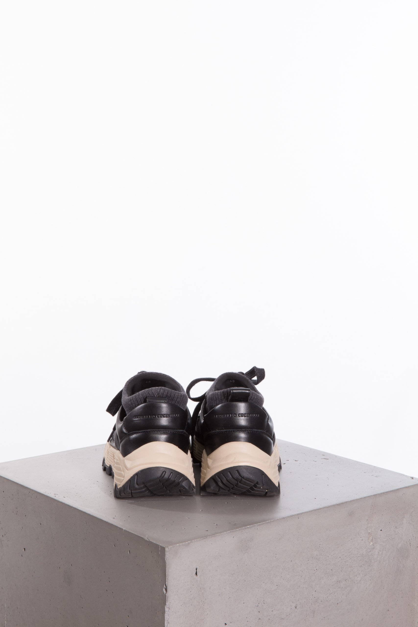 Knit & Leather Sock Sneakers by Brunello Cucinelli Beaded Toe Sock-Style Luxury Sneakers