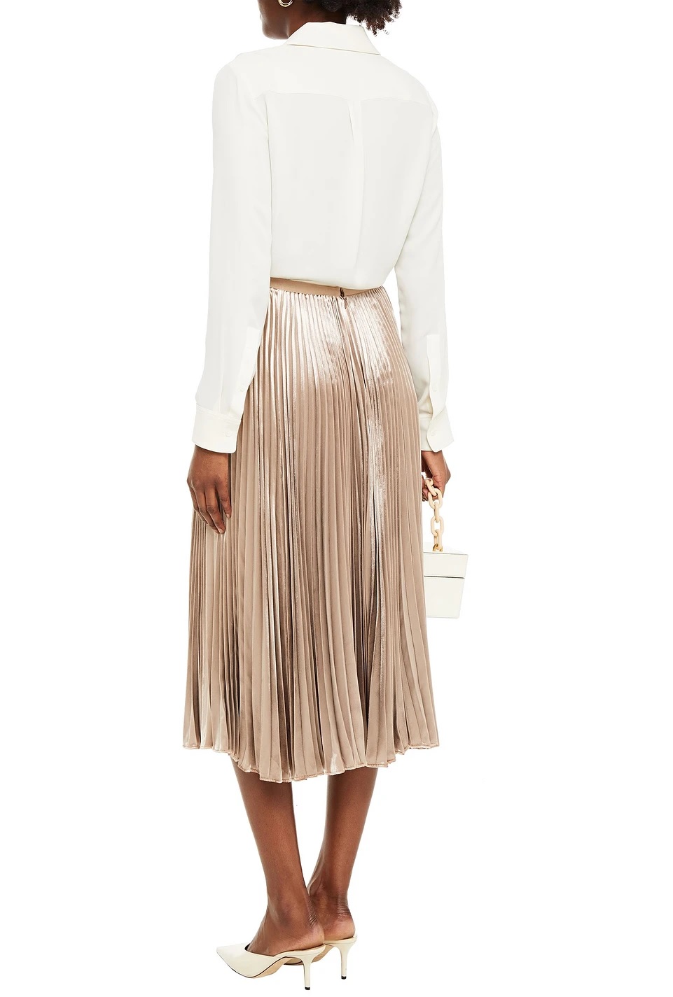 VALENTINO SKIRT, Pleated velvet skirt with leather belt