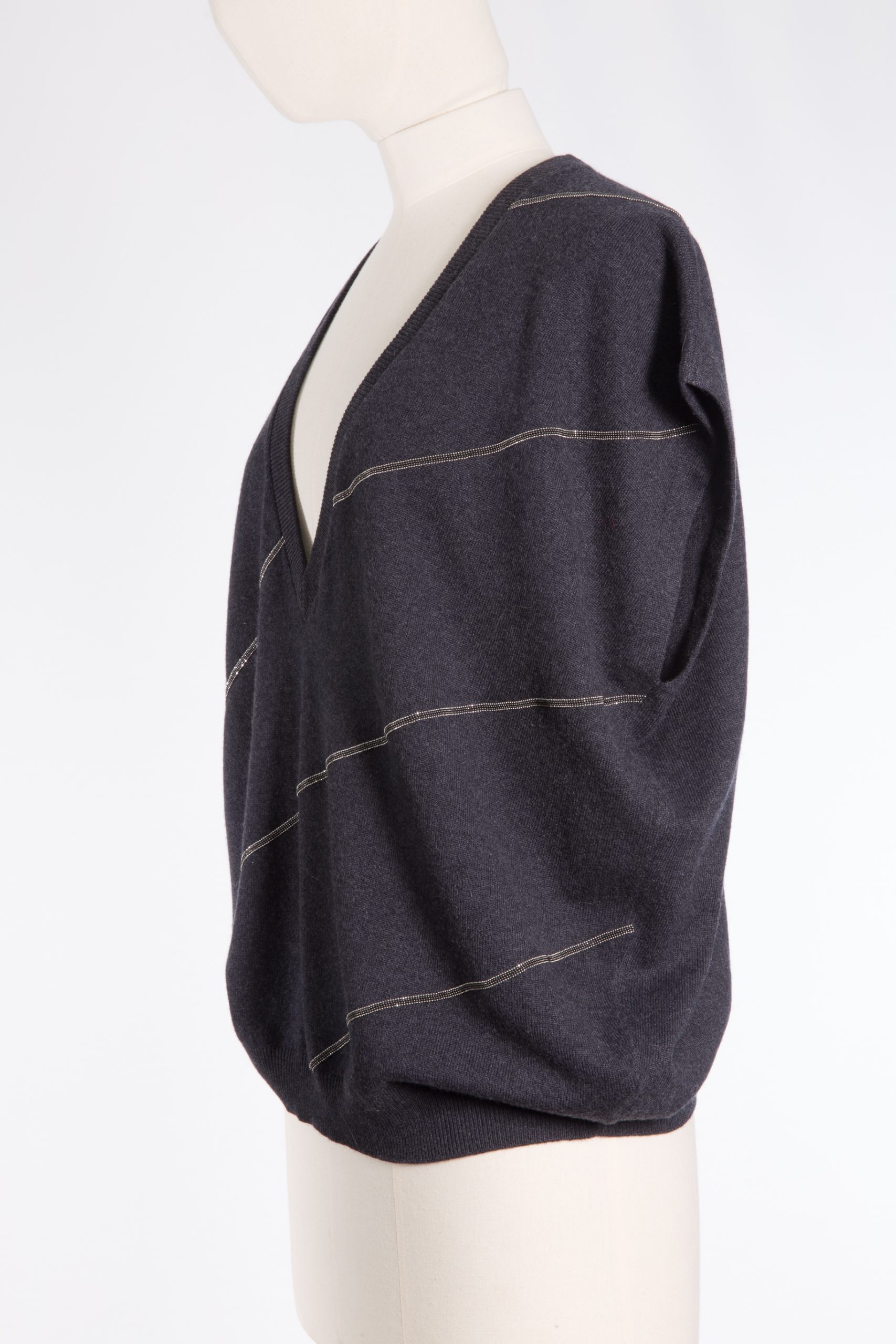 Brunello Cucinelli Graphite cashmere Monili beads vest Brunello Cucinelli Graphite cashmere Monili beads vest