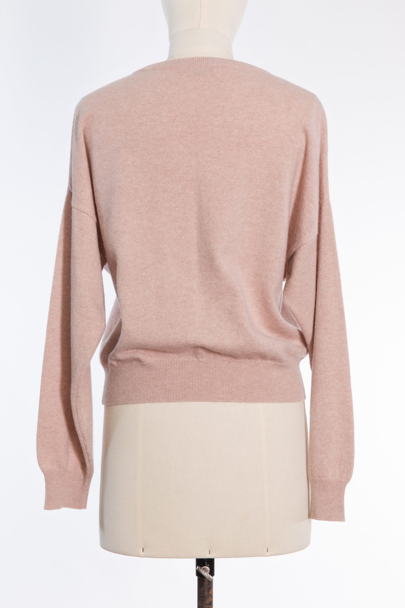 Brunello Cucinelli Cashmere Sweater in Dusty Rose monili beads pocket