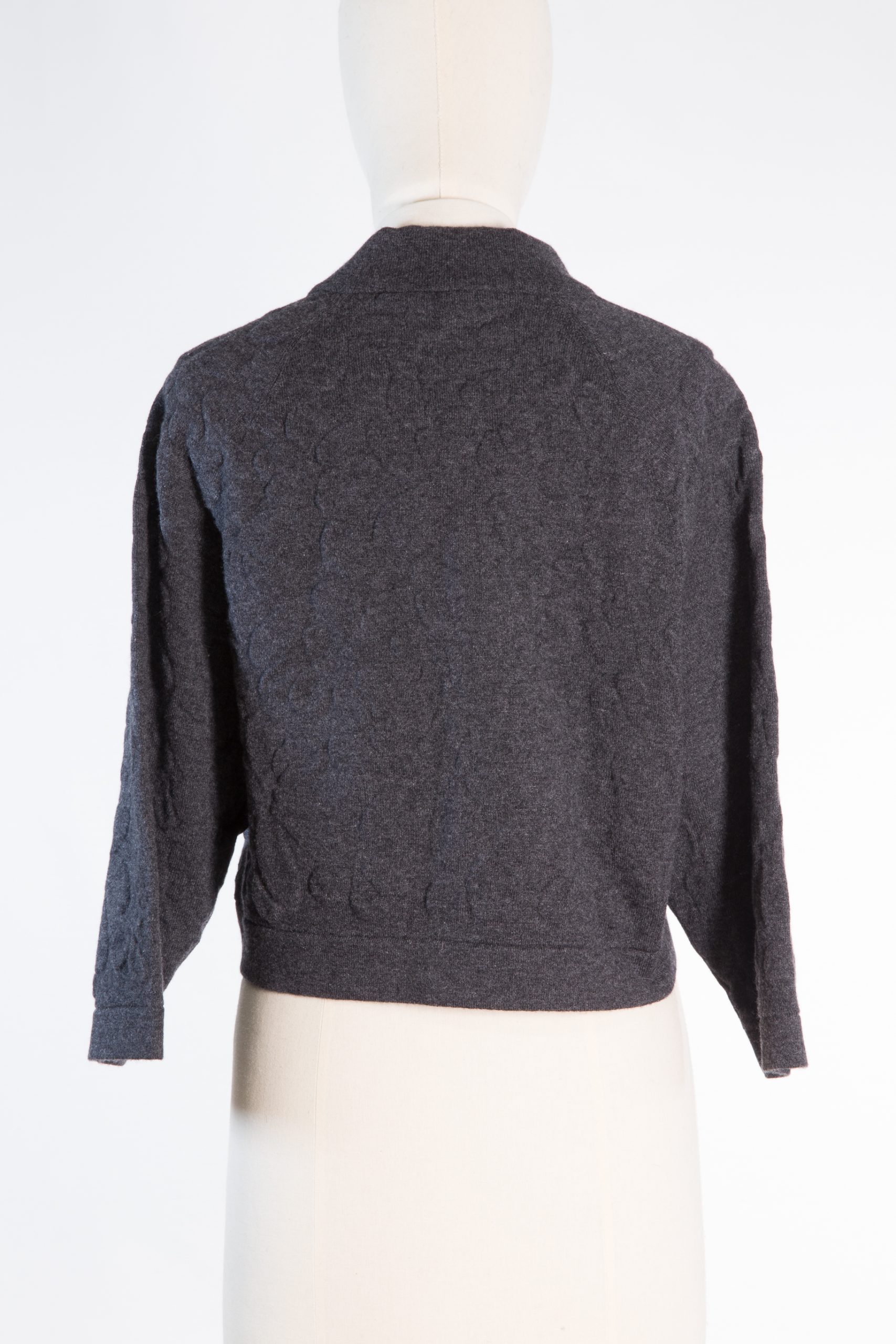 Cropped Cashmere Zip-Up Cardigan with Textured Floral Knit – Brunello Cucinelli