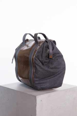 Brunello Cucinelli Beaded Barrel Bag with Leather Zipper Pull