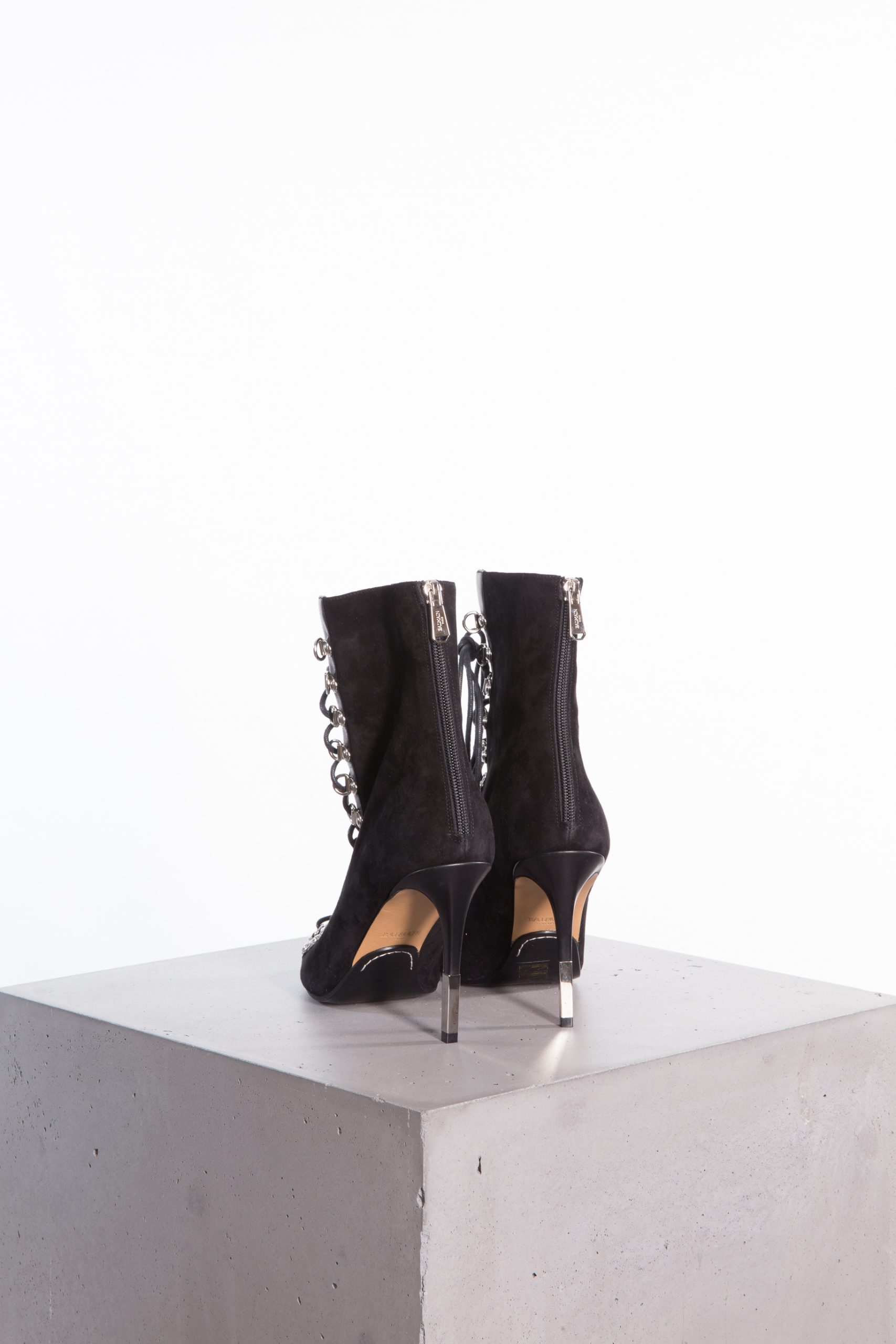 Balmain Limited Edition Suede Lace-Up Heeled Sandal Boots
