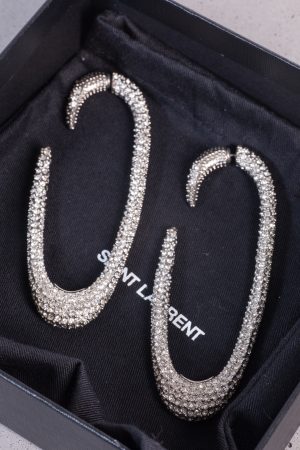 Saint Laurent Crystal-Embellished Oval Statement Earrings