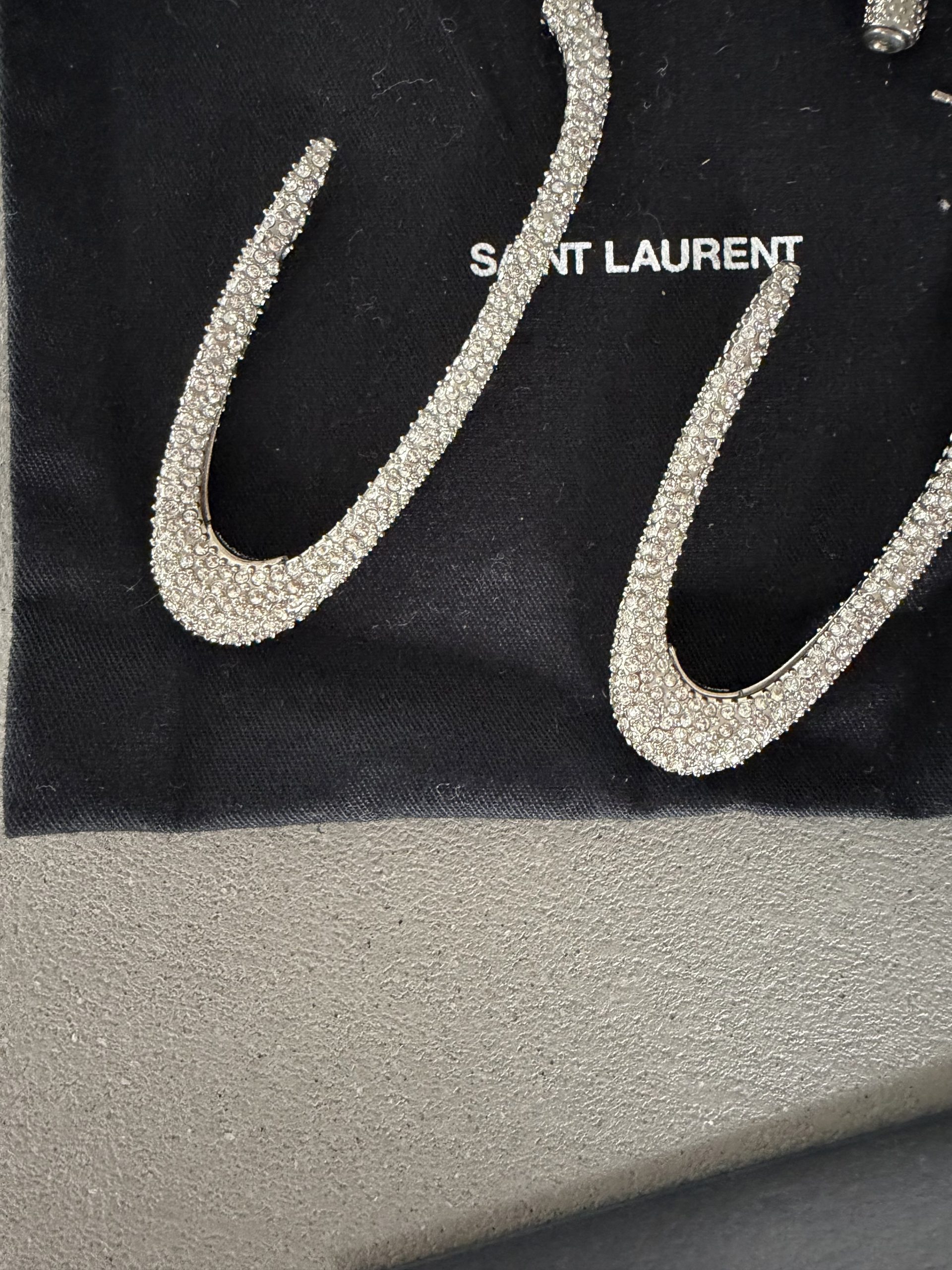 Saint Laurent Crystal-embellished elongated drop statement earrings