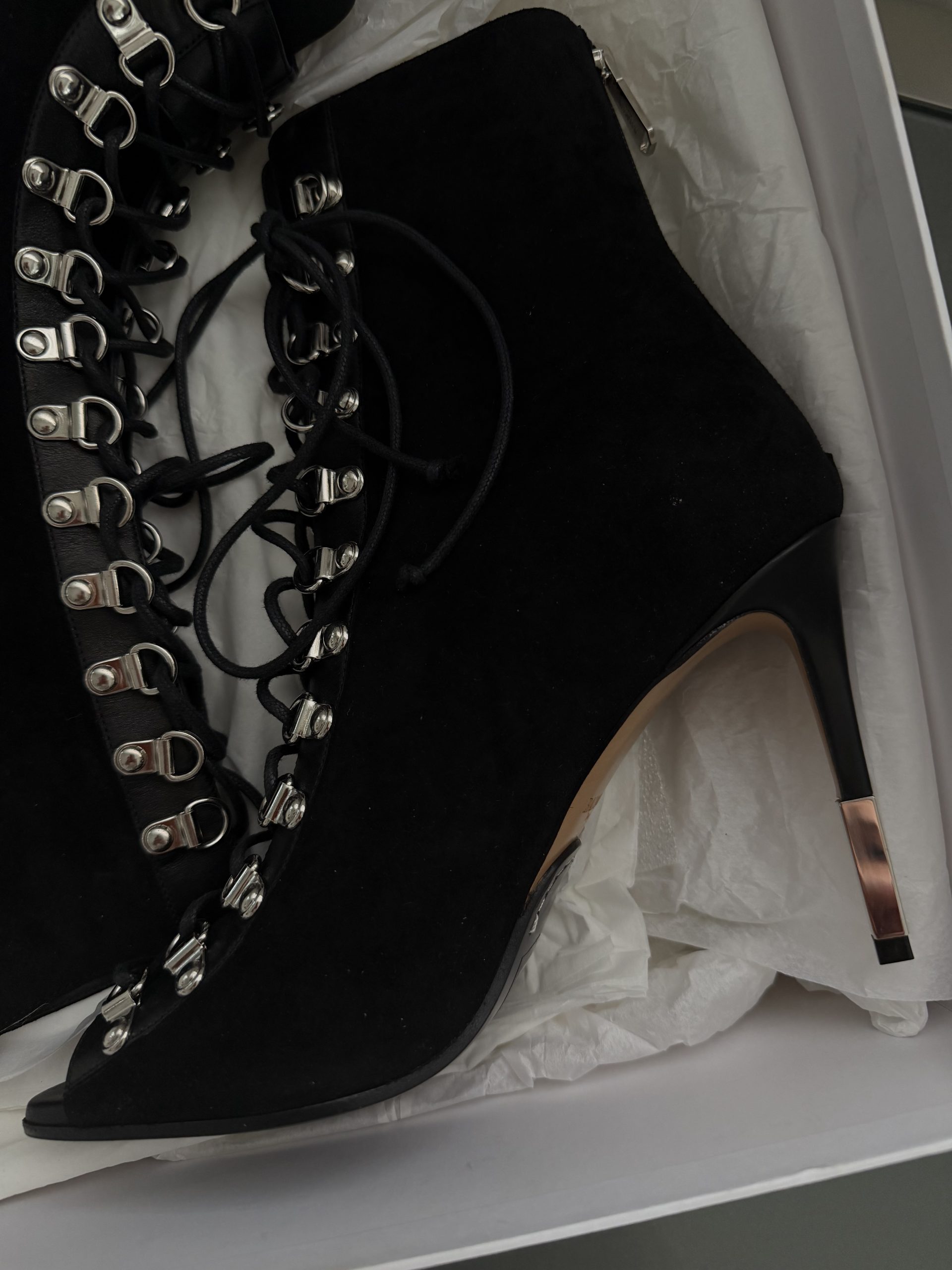 Balmain Limited Edition Suede Lace-Up Heeled Sandal Boots