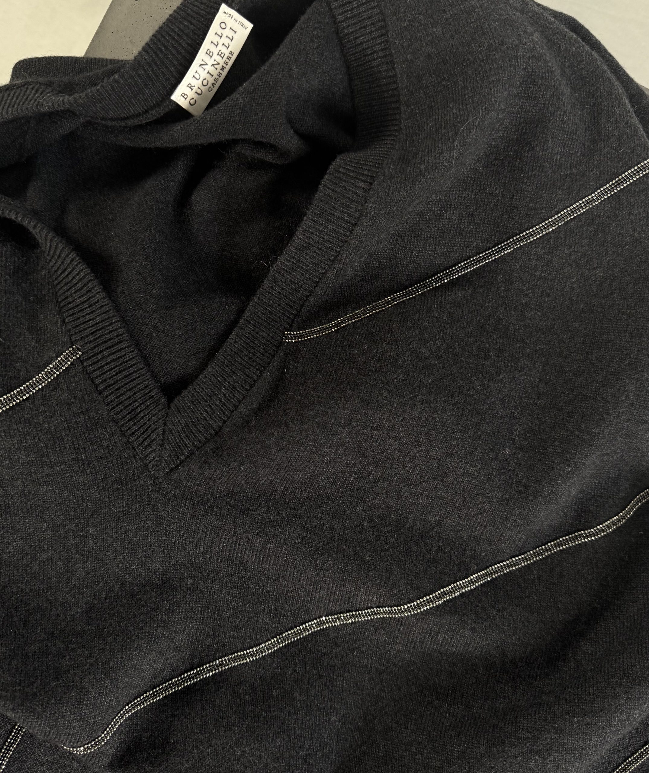 Brunello Cucinelli Graphite cashmere Monili beads vest Brunello Cucinelli Graphite cashmere Monili beads vest