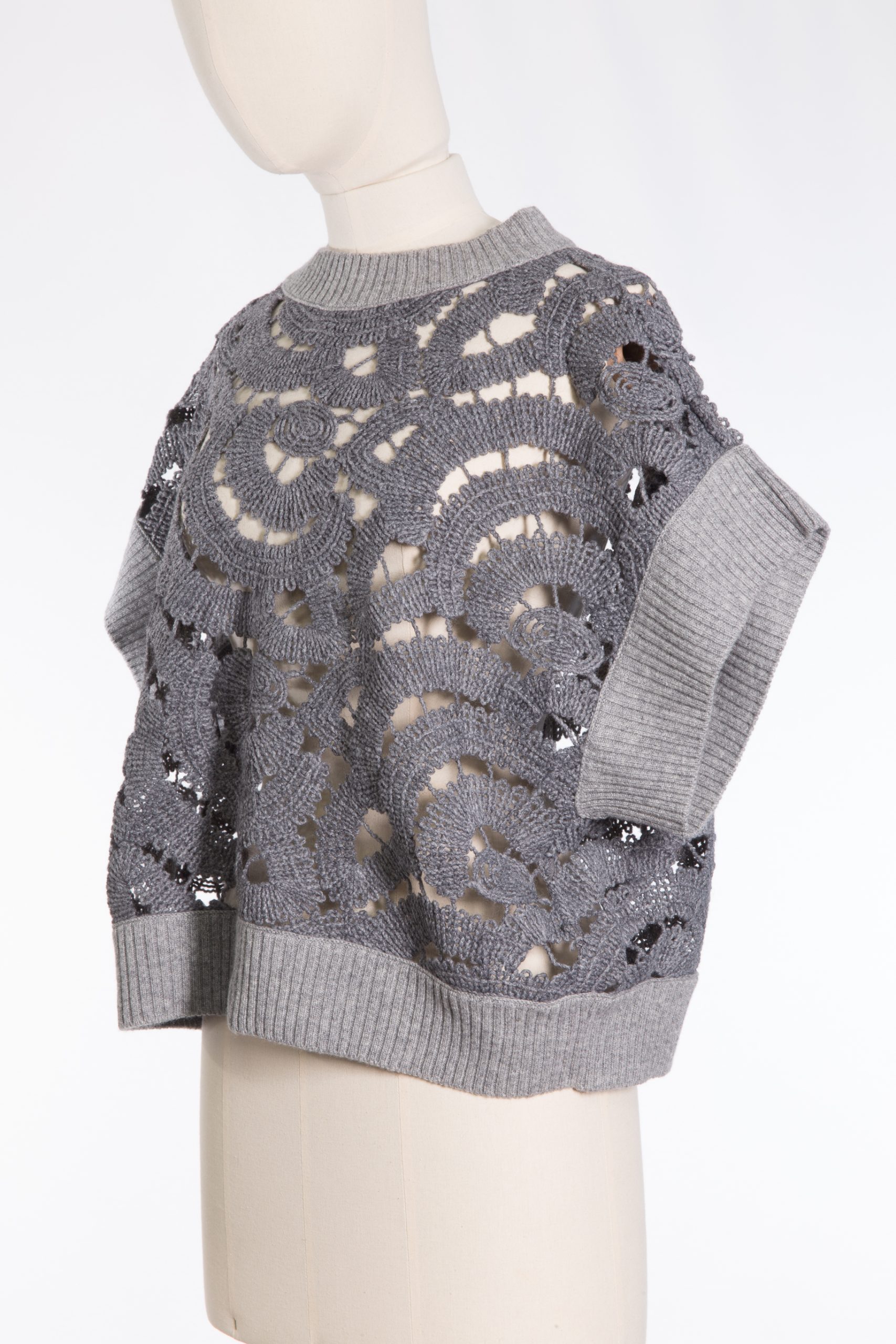 Fabiana Filippi Cashmere & Wool Openwork Knit Vest in Grey