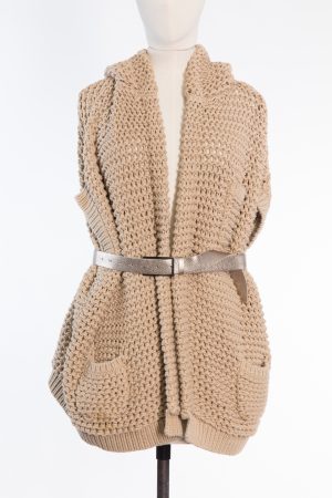 Brunello Cucinelli Oversized Cotton Knit Hooded Cardigan