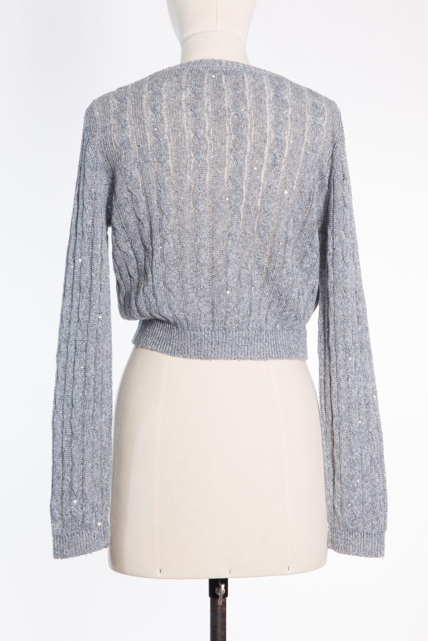 Brunello Cucinelli Sequin-Embellished Linen Cropped Sweater