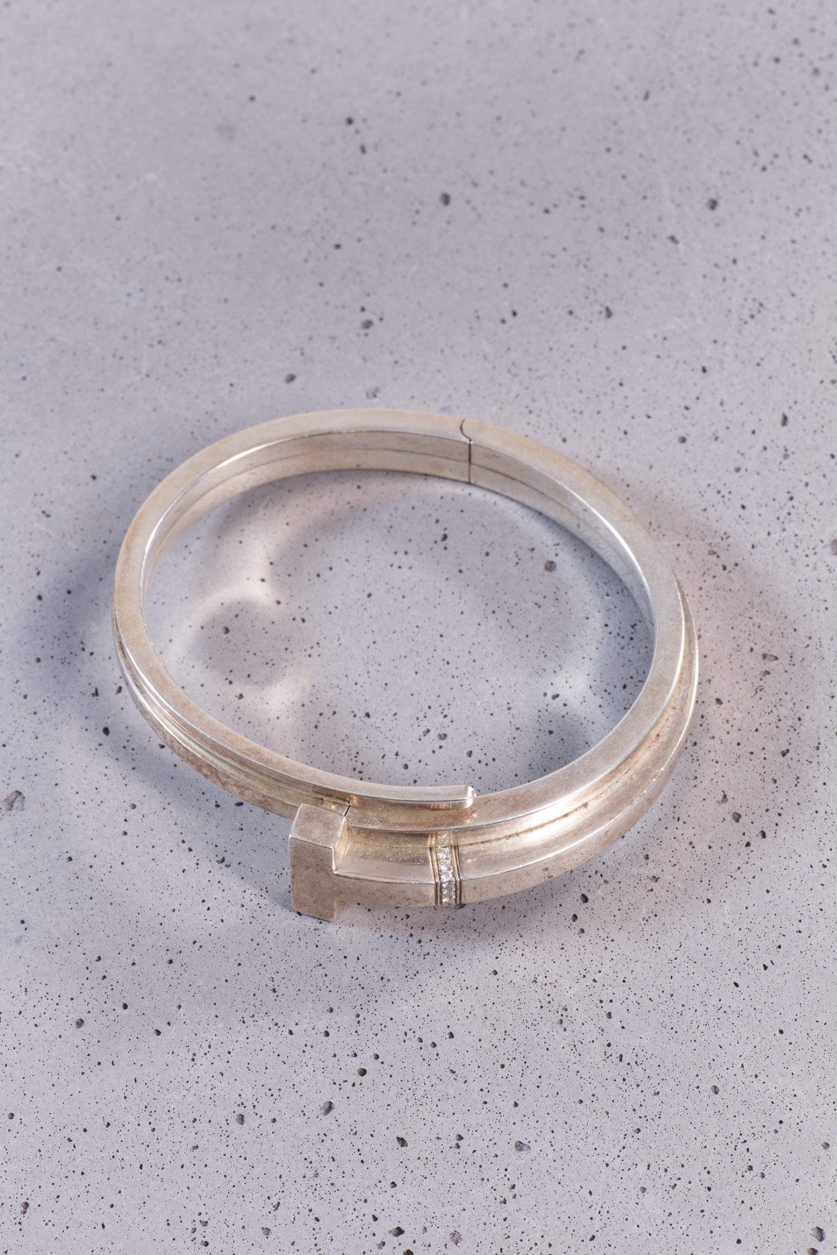 Tiffany & Co. T Timeless Sterling Silver & Diamond Bangle Bracelet