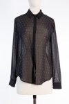 Patrizia Pepe Limited Edition Silk Sheer Blouse with Silver Embellishments Patrizia Pepe Limited Edition Silk Sheer Blouse with Silver Embellishments