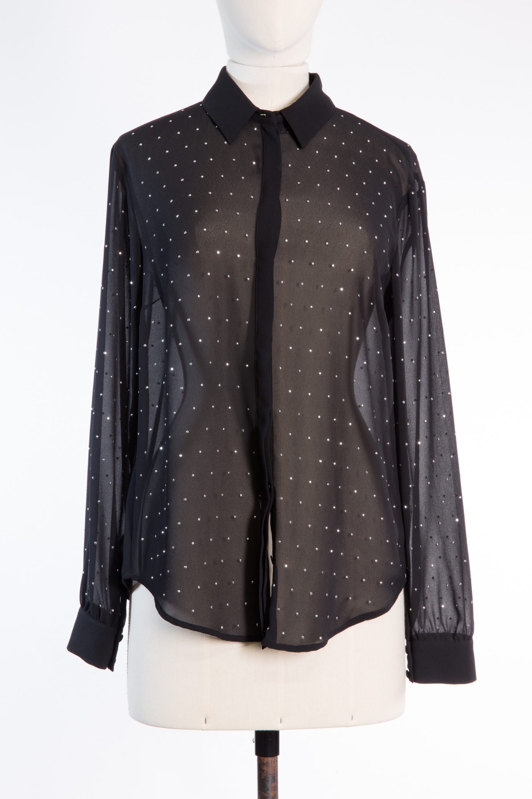 Patrizia Pepe Limited Edition Silk Sheer Blouse with Silver Embellishments