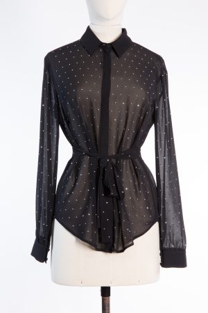 Patrizia Pepe Limited Edition Silk Sheer Blouse with Silver Embellishments